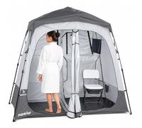 Portable Camping Shower Tent Deluxe Changing Room Easy Set Up Privacy Shelter,Large Toilet Tent 2 Rooms with Floor Drain Design for Beach, Camping,Hiking with Stakes and Ropes for Stability