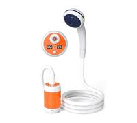Portable Camping Shower with PD Fast Charging & 12V Car Adapter, USB-C to USB-C Outdoor Shower Pump with Built-in Filter, 1.8m Hose for Camping, RV, Pet Washing, Hiking & Car Cleaning (Sunset Orange)