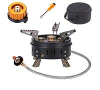 Portable Camping Stove, 11000W Foldable Camping Cooker, External Ignition Gas Stove with Screw-In Adapter, 5 Burner Camp Stove for Outdoor Hiking, Picnic, Trekking, BBQ