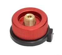 Portable Camping Stove Adapter | Butane Canister Converter with Self-Closing Valve for Split Burner Heads | Lightweight Gas Cooker Connector for Outdoor Hiking(Red)