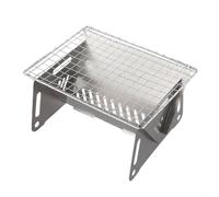 Portable Camping Stove, Foldable BBQ Grill Rack, Stainless Steel Firewood Charcoal Stove for Outdoor Hiking Picnic Cooking, Compact 220x160x120mm with Storage Bag,