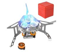 Portable Camping Stove with Piezo Ignition, Windproof Burner - 12800W Camping Gas Stove for Picnic, Indoor and Outdoor Use, Hiking, Travel, Picnic, Fishing, BBQ, Climbing