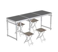 Portable Camping Table and Chairs Set, Lightweight Aluminum Foldable Table with Adjustable Height for Picnic, BBQ, Beach, Travel, Outdoor Adventures