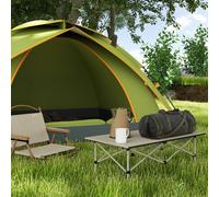 Outsunny Portable Folding Camping Table w/ Roll Up Aluminium Top Carry Bag Khaki - 95L x 55W x 50Hcm