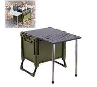 Portable Camping Table with 25L/60L Storage, Foldable Camp Kitchen Box for 2-4 People, Ideal for BBQ Picnic Beach, Outdoor Cooking Essential