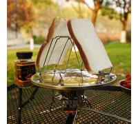 Portable Camping Toaster for Gas Stove Top, Folding Camp Stove Toaster, Stainless Steel Toast Rack for 4 Slices of Bread, for Outdoor Cooking, Hiking, BBQ, and Picnics