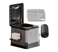 Portable Camping Toilet, Compact Portable OutdoorCollapsible, Lightweight Potty Loo, Heavy Duty 150kg Capacity, PP CollapsibleToilet Stool with 12 Waste Bags & Solidifier, Folding ToiletFor Camping