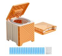 Portable Camping Toilet Foldable Outdoor Chest of Drawers, Lid Seat and Carry Handle | Thickened Frame Ideal for Hiking, Road Rides, Use, Tent Equipment, Festivals and RV