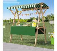 Portable Canopy Cart Folding Wooden Food Stall Display for Fruit & Flower Vendors Ideal for Fairs Demonstrations & Markets (Green 120cm Width)