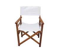 Portable Canvas Folding Chair with Wooden Director's Armrests in Populus White - Lightweight Stylish Outdoor Chair for Camping Events Beach and Tailgating