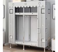 Portable Canvas Wardrobe Foldable Fabric Closet with Hanging Rail Space Saving Multi Functional nizer for Bedroom and Home Storage