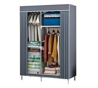 Portable Canvas Wardrobe for Bedroom - Foldable Closet with Hanging Rail & Shelves Grey 106x45x170CM - Space-Saving Storage Solution for Clothes & Accessories