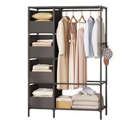 Portable Canvas Wardrobe - Freestanding Fabric Closet with Shelves and Hanging Rail, Foldable Design for Bedroom Organization