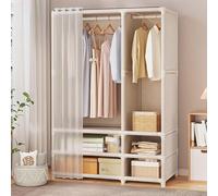 Portable Canvas Wardrobe - Sturdy Thickened Steel Pipe Storage Closet with Drawers & Hangers for Bedroom Organization