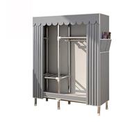Portable Canvas Wardrobe with Hanging Ra & Side Bags - 170cm Foldable Closet Zip-Up Fabric Storage for Bedroom Pop-Up Clothes Rack Space-Saving Solution