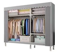 Portable Canvas Wardrobe with Hanging Rail & Shelves - Adjustable Fabric Closet for Bedroom & Living Room 126x46x173cm - Space-Saving Storage Solution