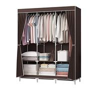 Portable Canvas Wardrobe with Hanging Rail & Shelves Blue Fabric Closet Organizer for Bedroom Storage 128x45x170cm SpaceSaving Clothes Rack