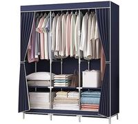 Portable Canvas Wardrobe with Hanging Rail & Shelves Brown Clothes Closet Organizer for Bedroom Storage 128x45x170cmStylish & SpaceSaving Solution