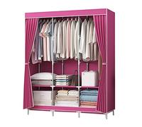Portable Canvas Wardrobe with Hanging Rail & Shelves Brown Fabric Closet Organizer for Bedroom Storage128x45x170cm Clothes Rack