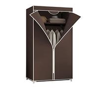 Portable Canvas Wardrobe with Hanging Rail & Shelves Fabric Cover Clothes Brown Sto Solut for Closet 150x55x45 cm - Ideal for Space Saving!
