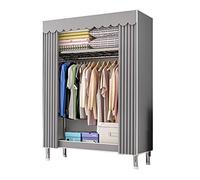 Portable Canvas Wardrobe with Hanging Rail & Shelves Space Saving Fabric Clothes Closet for Bedroom & Living Room 84x46x173cm Durable & Stylish Storage Solution