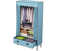 Portable Canvas Wardrobe with Shelves Hanging Rail and DrawersFabric Clothes Closet Organizer for Bedroom Brown 83x45x168cmSpaceSaving Storage Solution