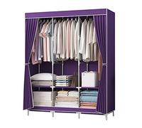 Portable Canvas Wardrobe with Shelves & Hanging Rail Brown Clothes Closet Organizer for Bedroom Storage 128x45x170cm Easy Assembly Durable Fabric