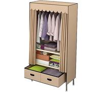 Portable Canvas Wardrobe with Shelves Hanging Rail & DrawersFabric Clothes Organizer for Bedroom Storage Brown 83x45x168cmSpaceSaving Solution