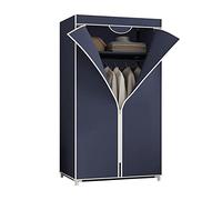 Portable Canvas Wardrobe with Shelves & Hanging Rail - Space-Saving Clothes Storage Solution with Fabric Cover for Easy Access & nization