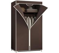 Portable Canvas Wardrobe with Shelves & Hanging RailBlue Fabric Closet Organizer for Clothes Storage 150x55x45 cm Durable & Portable Clothes Rack (Brown)