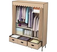 Portable Canvas Wardrobe with Shelves & Hanging RailBrown Clothes Closet Organizer 125x45x168cm Ideal for Clothes Bags & Storage Solutions