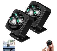 Portable Car Dashboard Compass Ball, Car Compass Ball with Bottom Stick for Navigation Hiking Cycling Driving Direction Guidance, Universal for SUV, Truck, Rv, Boat (2PC)