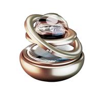 Portable car diffuser for air purification, car dashboard decoration, mini portable solar rotating aromatherapy ornaments, perfect car gadgets for the interior, 360 degree rotatable (gold)