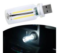 Portable Car Interior Light USB Filament Lamp Multi-Color | Distinctive glass bottle shape, charming aesthetic, focal point decor, bedside table, car interior enhancement(white)