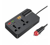 Portable Car Inverter 12v/24v to 220v with Digital Display, 120W Car Power Inverter with Fast Charging Dual USB Charging Ports, Car Charger Adapter, Car Outlet Adapter for Phone, Laptop