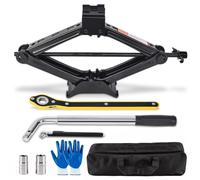 Portable Car Jack Kit, 2 Ton (4409 lbs) Scissor Jack for Car, Upgrade Emergency Spare Tire Changing Repair Kit, Scissor Jack Kit with Lug Wrench, Universal Vehicle Scissor Lift Jacks for SUV