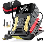 Portable Car Jump Starter Power Pack with Air Compressor 6000A Battery Charger Booster Jump Box Jumper Power Pack Emergency Start Power Bank with LED Flashlight & LED Display(Yellow)