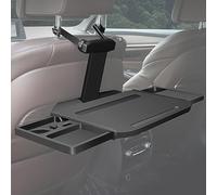 Portable Car Seat Tray Table, Foldable Telescopic Auto Backseat Food Trays Desk, Aluminum Alloy Multifunctional Back Seat Laptop Desk With Secure Strap Design, For Rear Passenger Road Trip Eating & Wo