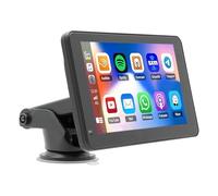 Portable Car Stereo 7 inch Carplay Screen with Wireless Carplay&Android Auto GPS Navigation Head Unit/Blutooth/FM/WiFi/Mirrorlink Car Audio Receivers Backup Camera