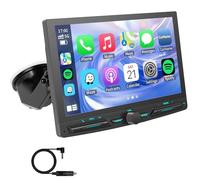 Portable Car Stereo for Wireless Apple Carplay&Android Auto,7 Inch IPS Touch Screen Car Audio Compatible Voice Control/Backup Camera/Bluetooth5.0/MirrorLink/FM/TF/USB/AUX/Air Play