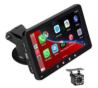 Portable Car Stereo, Wireless Apple Carplay & Android Auto, 1080P HD Touch Screen Radio with BT 5.0, Mirror Link Support Truck & RV Dash Mount (7 Inch + Camera)