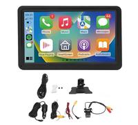 Portable Car Stereo with Wireless CarPlay and Android Auto, 7 Inch HD IPS Touchscreen Radio with Phone Mirroring and Bluetooth, Dash Mount Receiver with Rear View Camera for