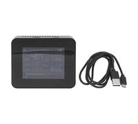 Portable Carbon Dioxide Detector with Temperature and Humidity Tester, USB Charging, Color Screen Display, Black - Real - Time Air Quality Monitoring, Alarm Reminder, Ideal for H (Black)