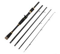 Portable Carbon Fiber Lure Fishing Rod ML 1.8m/2.1m, 4-Section Travel Spinner and Baitcasting Pole with EVA Handle, Anti-Wind Guides, for Bass, Catfish(1.8 G-UN HANDLE)