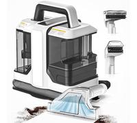Portable Carpet & Upholstery Cleaner Machine, 11Kpa Powerful Suction Handheld Stain Cleaning Machine for Couch, Car Seats, Rugs, Pet Stains with Dual Brush Heads & Large Dual Water Tank,White