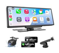 Portable Carplay Screen for Car,10.26’’ Wireless Apple Carplay & Android Auto Screen with 1080P Backup Camera,Car Play Touchscreen Stereo with GPS Navigation/Mirror Link/Voice Control/Bluetooth/FM/AUX