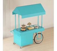 Portable Cart Vending Stand Kiosk with Canopy, Outdoor Display Trolley with Wheels for Events and Food Markets, Easy to Transport and Setup
