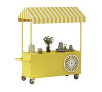 Portable Cart with Canopy, Outdoor Vendor Cart, Movable Stall Display Stand, Creative Iron Market Stall, for Street Food, Farmers Markets, Outdoor Events(Yellow,150x200cm/59x78.7in)