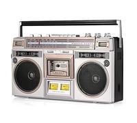 Portable Cassette Boombox with Radio, Classic 80s Style Retro Boombox CD Tape Player, Support Input, Ideal for Family Gathering Travel