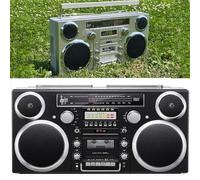 Portable Cassette CD Player Boombox with Stereo Speakers, Dual Rod Antenna, 6 Playback Modes, Aux In and USB/SD Conversion for Enjoy Music Anywhere